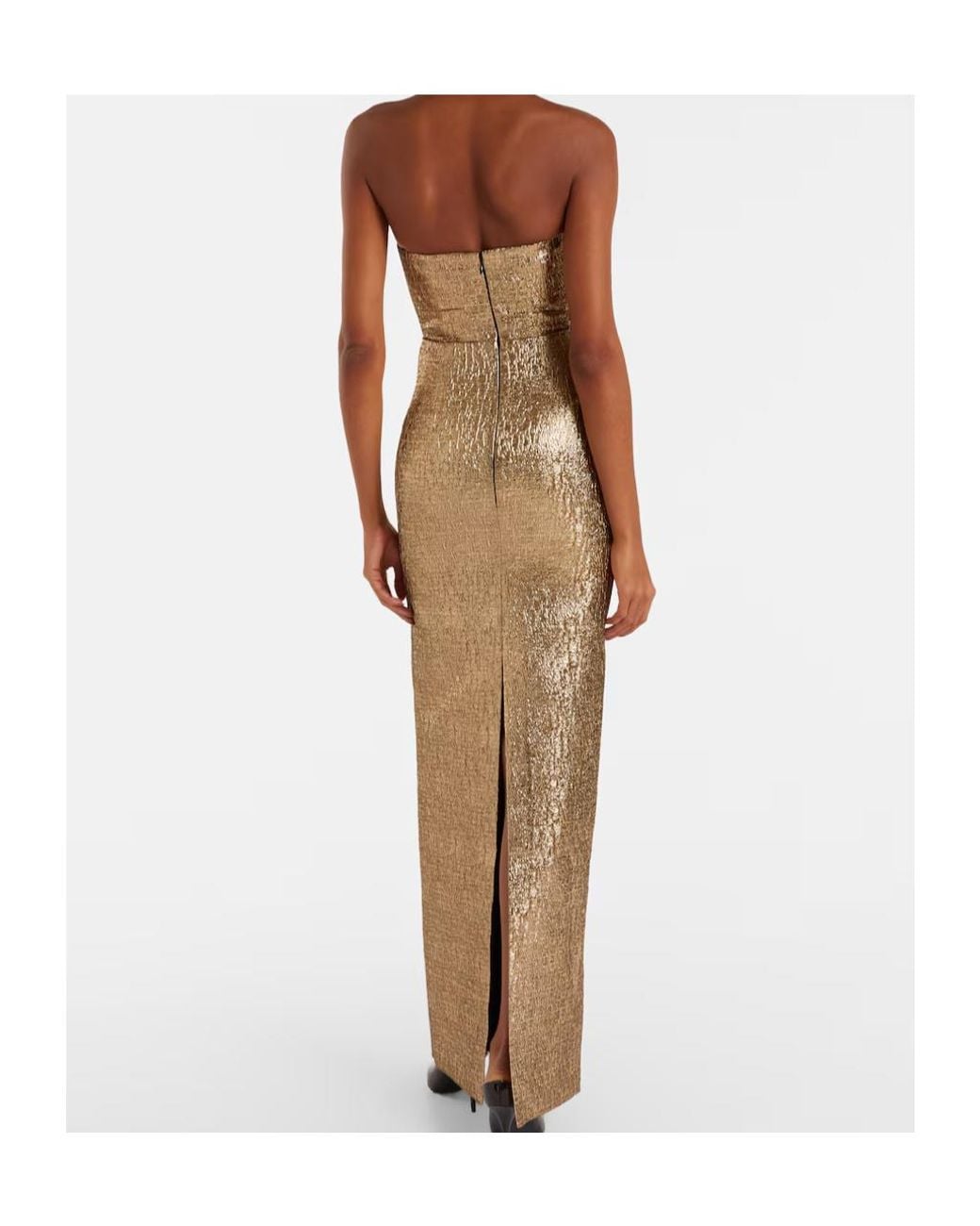 Roland Mouret Brown Lame Jacquard Bustier Gown