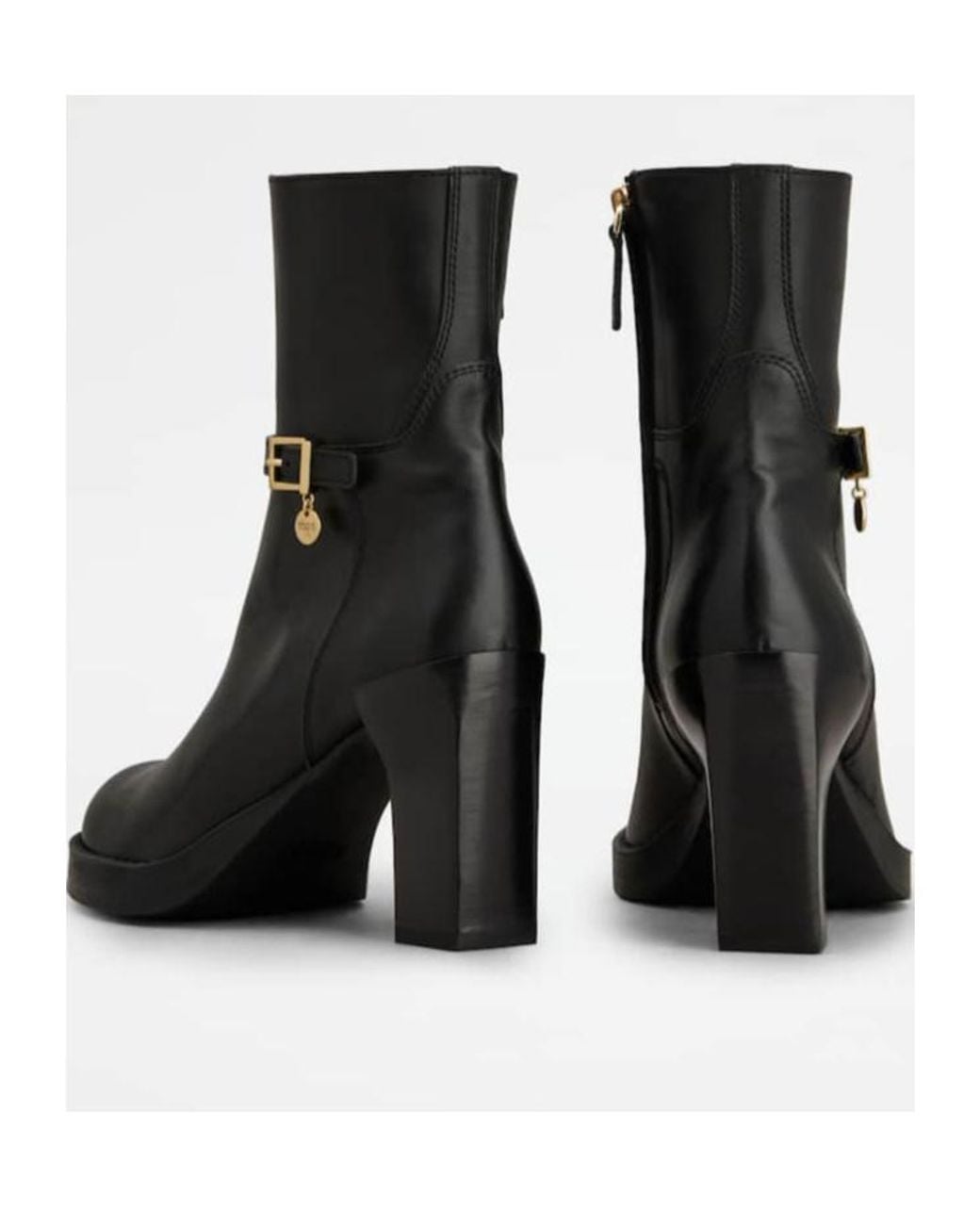 Tod's Black Buckle-Strap Block Heel Ankle Boots
