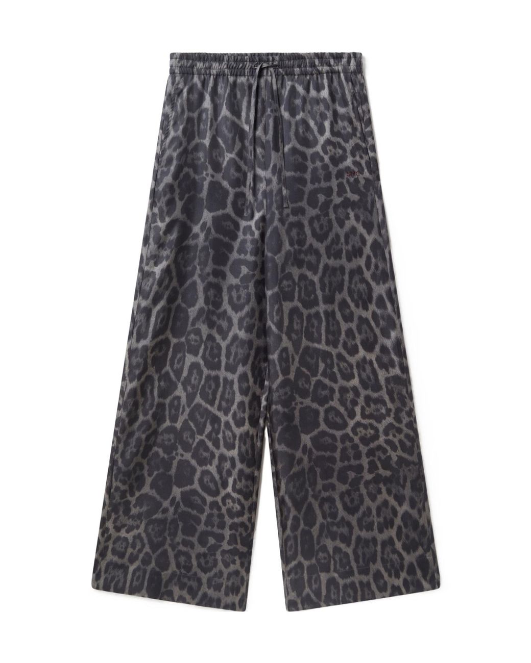 Stella McCartney Gray Oversized Drawstring Leopard Print Trousers