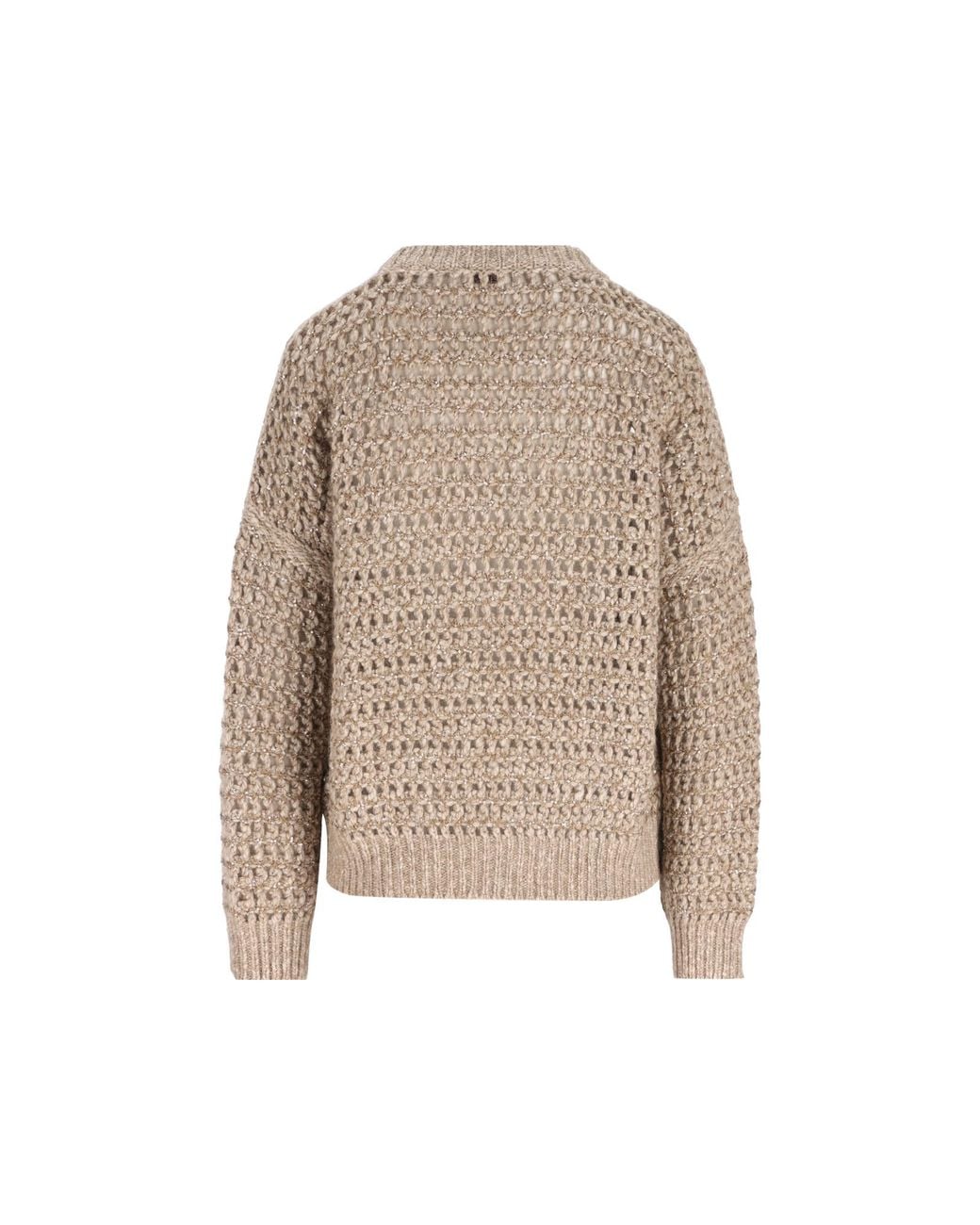 Brunello Cucinelli Brown Open-Knit Sequined Jumper