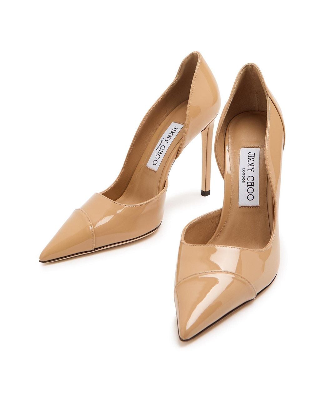 Jimmy Choo Natural Patent Leather Pointed-Toe Stiletto Heels