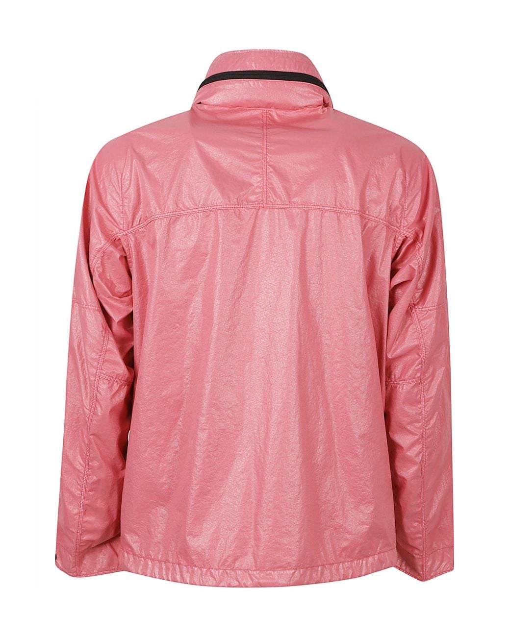 Stone Island Pink Logo-Patch Metallic Finish Jacket for men