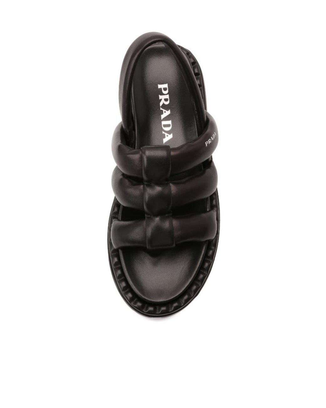 Prada Black Logo Flat Sandals