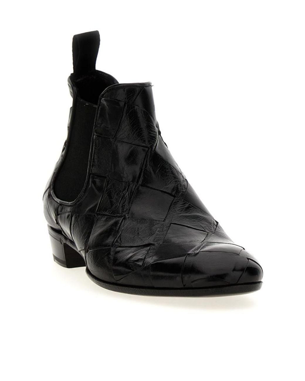 Lidfort Black Braided Pattern Ankle Boots for men