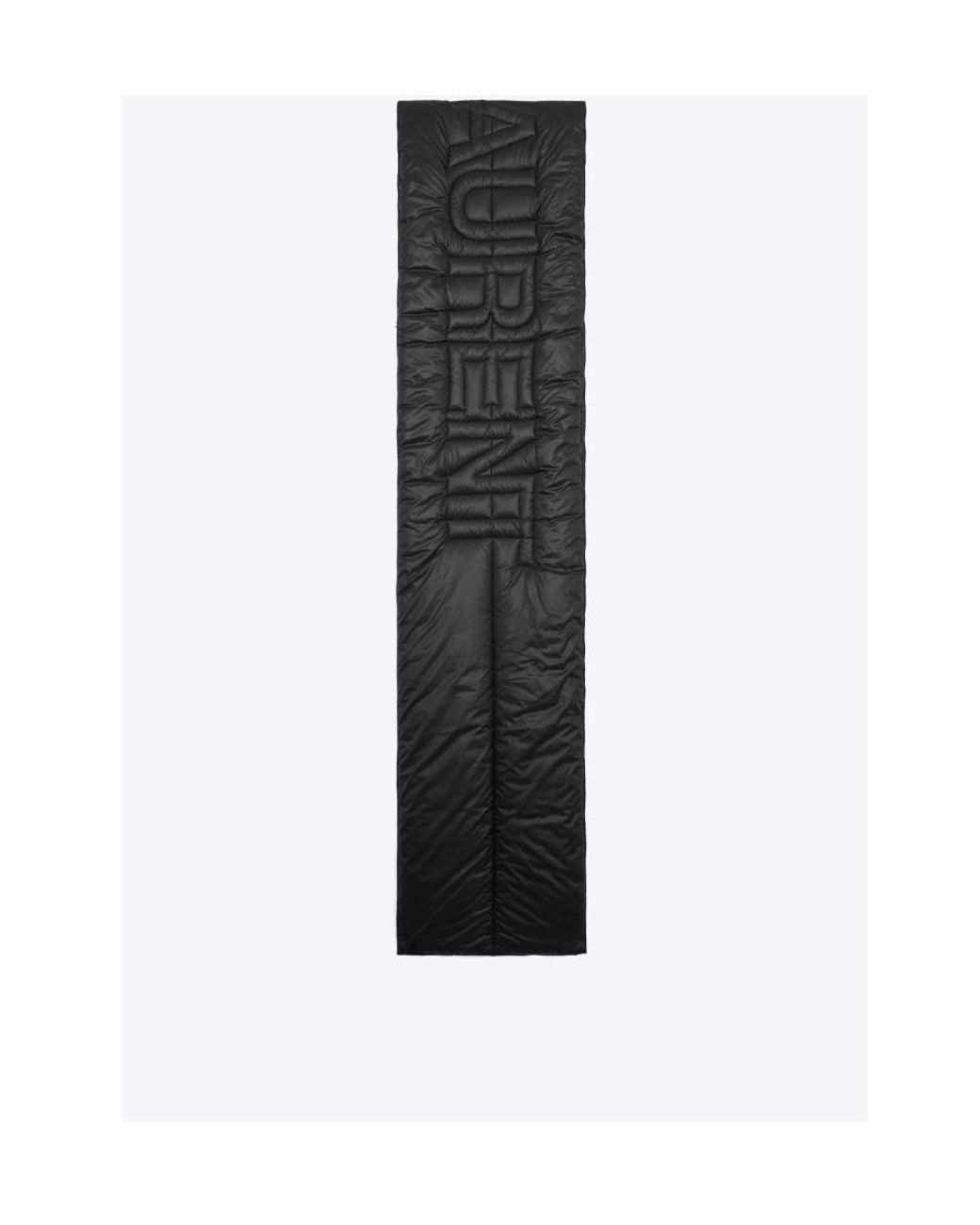 Saint Laurent Black Logo Patch Quilted Scarf