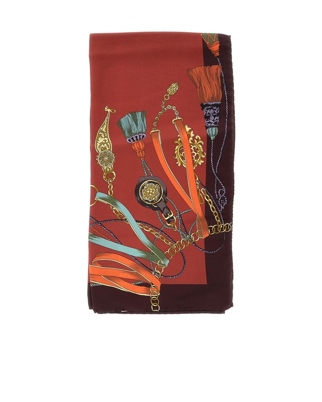 Etro Red Tassel Printed Scarf