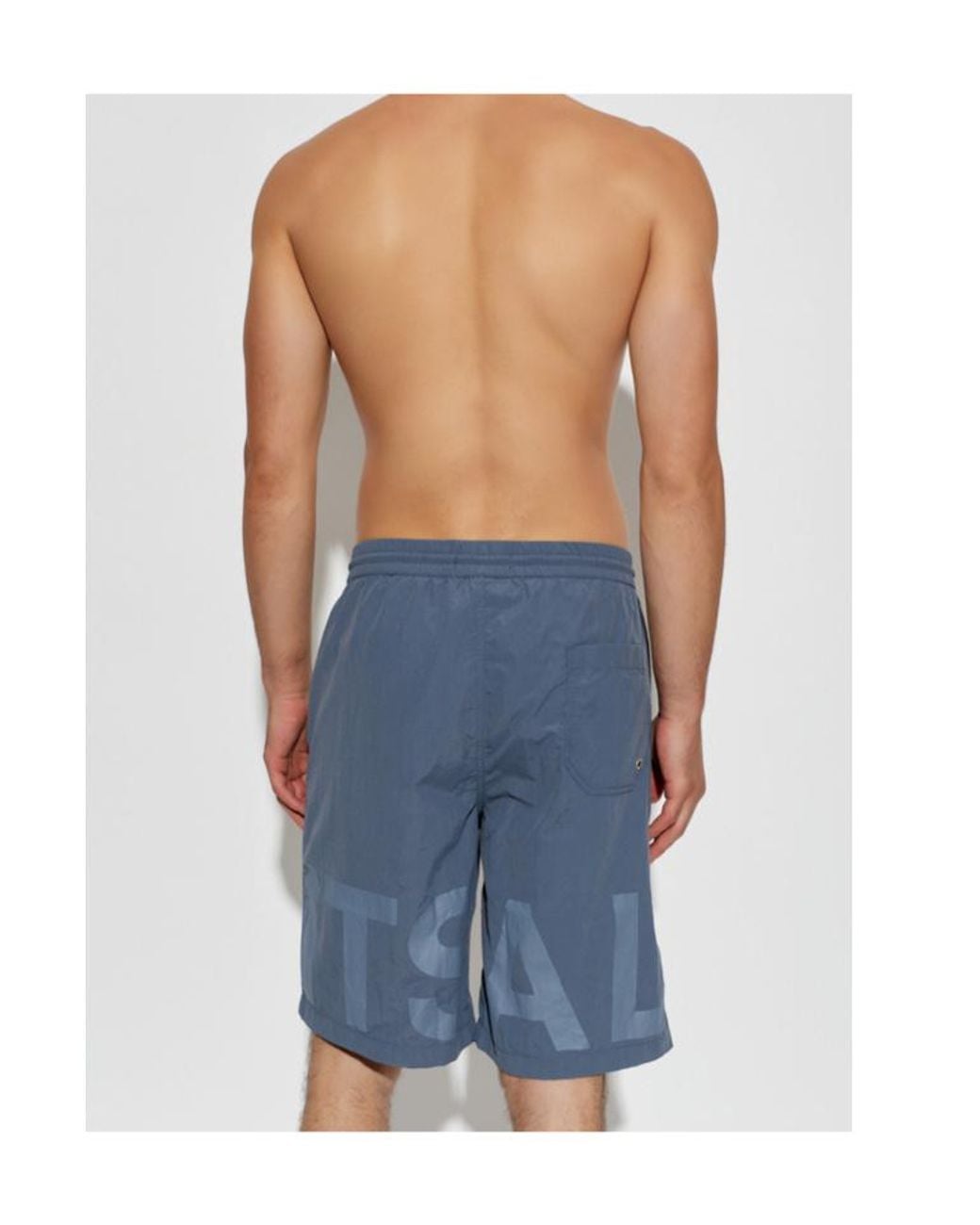 AllSaints Blue Largeletter Drawstring Swim Shorts for men