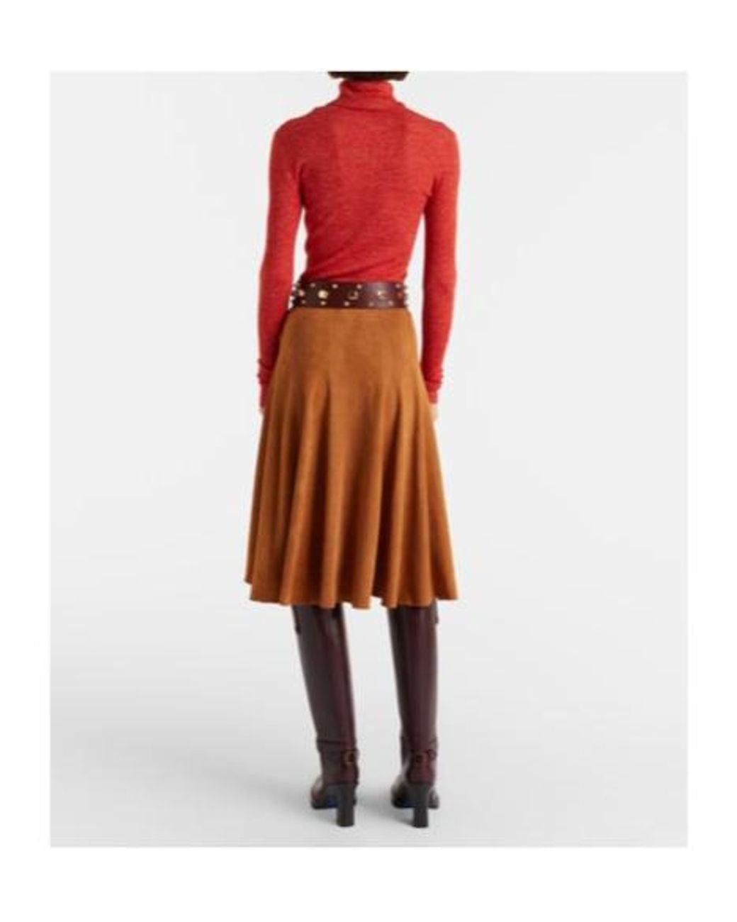 Stouls Brown Sabrina Suede Midi Skirt