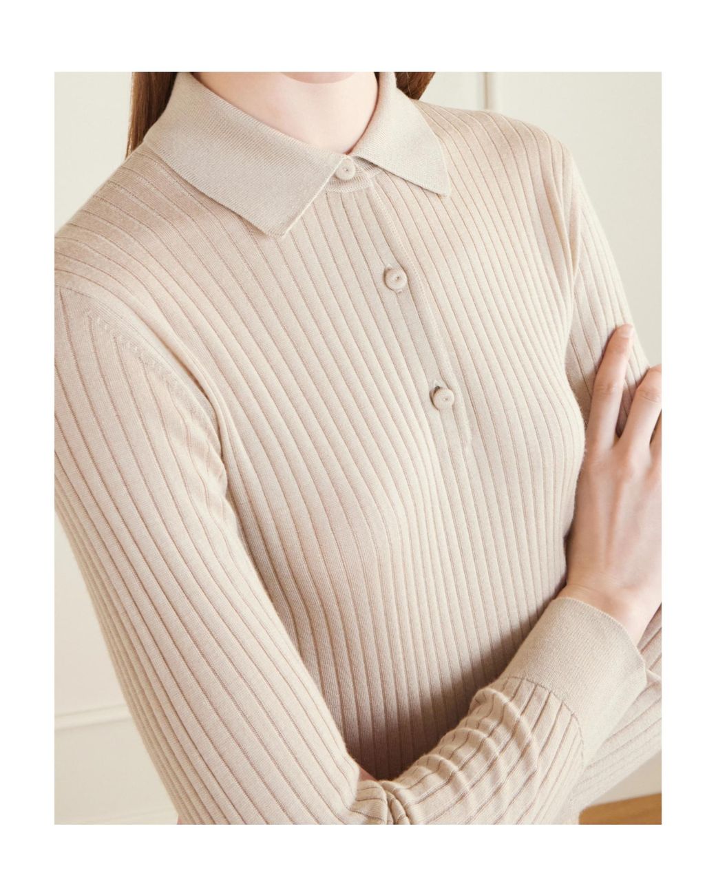 Max Mara Natural Mxpgitano Ribbed Knitted Polo Shirt