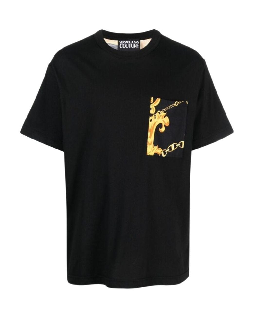 Versace Jeans Black Couture Baroque-Pattern Crewneck T-Shirt for men