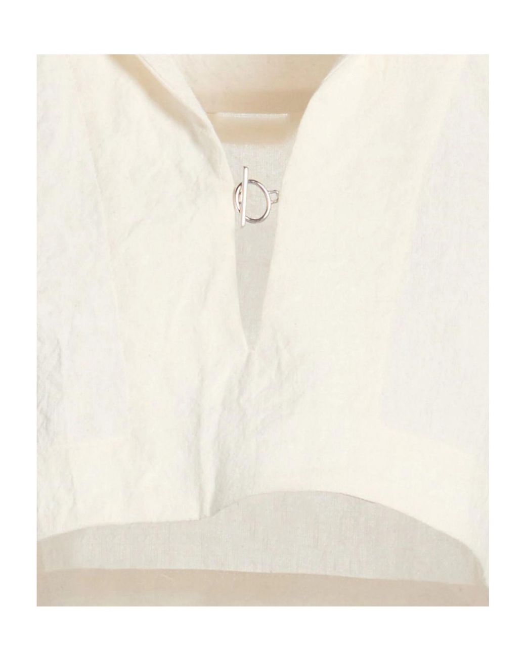 Jacquemus White Solid Cropped Top