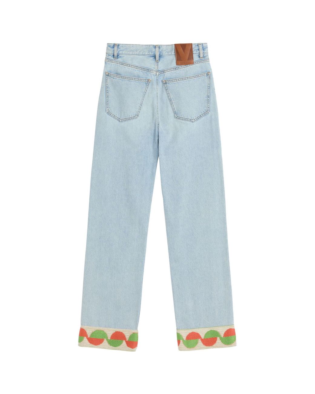 Valentino Blue Jacquard-Trim Straight Leg Jeans