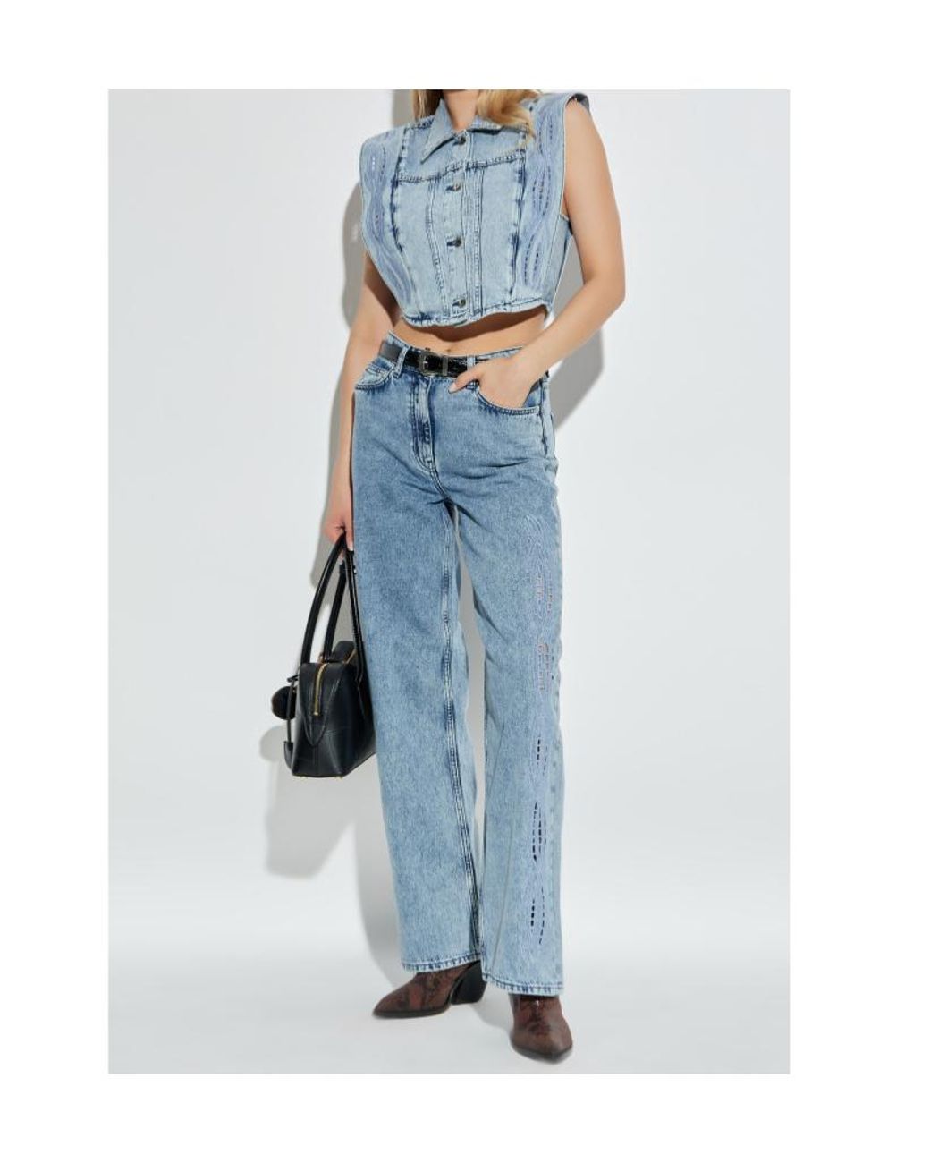 IRO Blue Rosye Broderie-Anglaise Denim Jacket