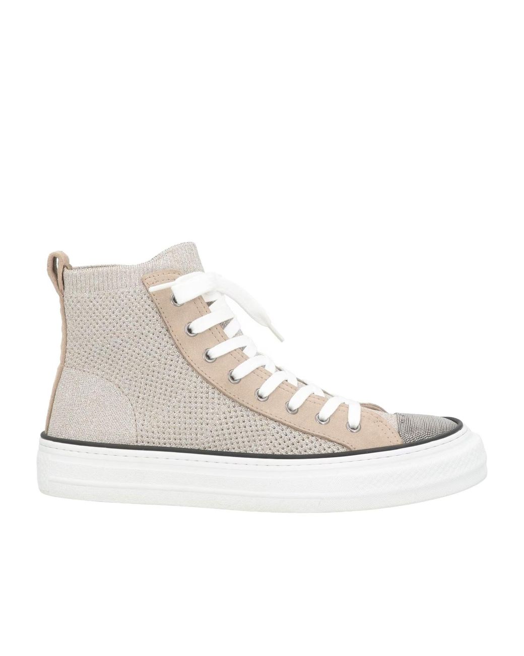 Brunello Cucinelli White Sneakers Textile Fibers, Leather