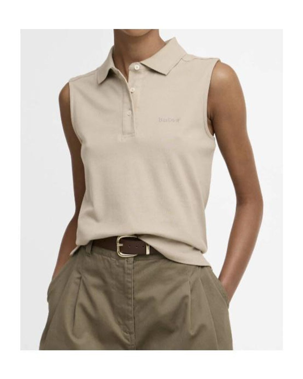 Barbour Natural Bowford Sleeveless Polo Shirt