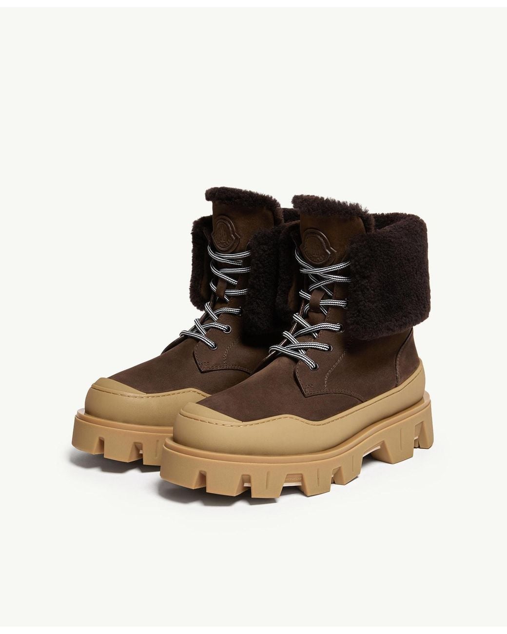 Moncler Brown Peak Snowcap Nubuck Shearling Boots