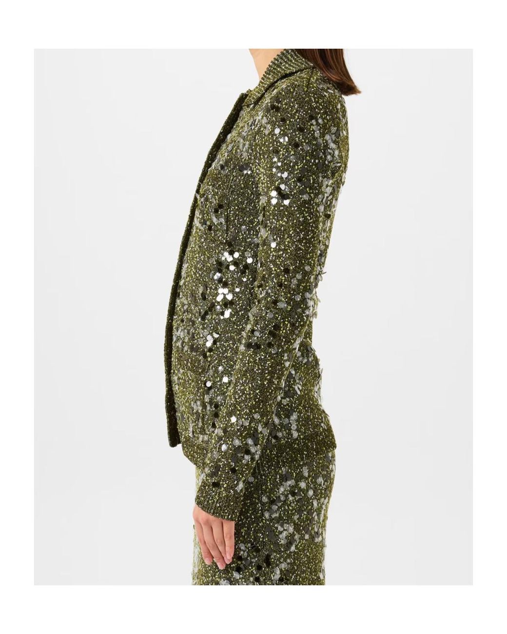 Gucci Green Sequin Knit Cardigan