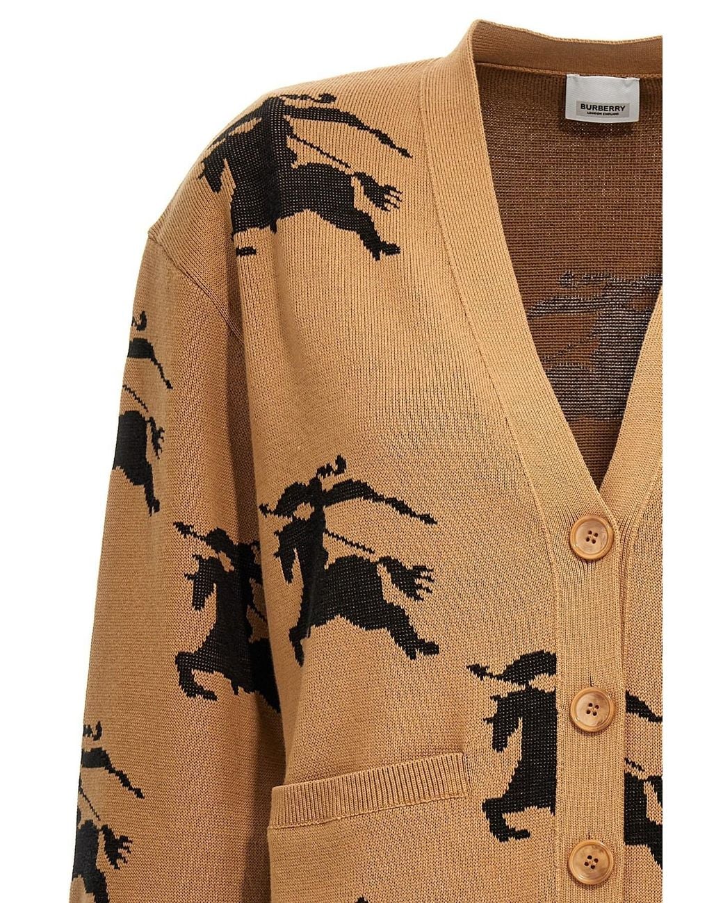 Burberry Brown Ekd Jacquard V-Neck Cardigan