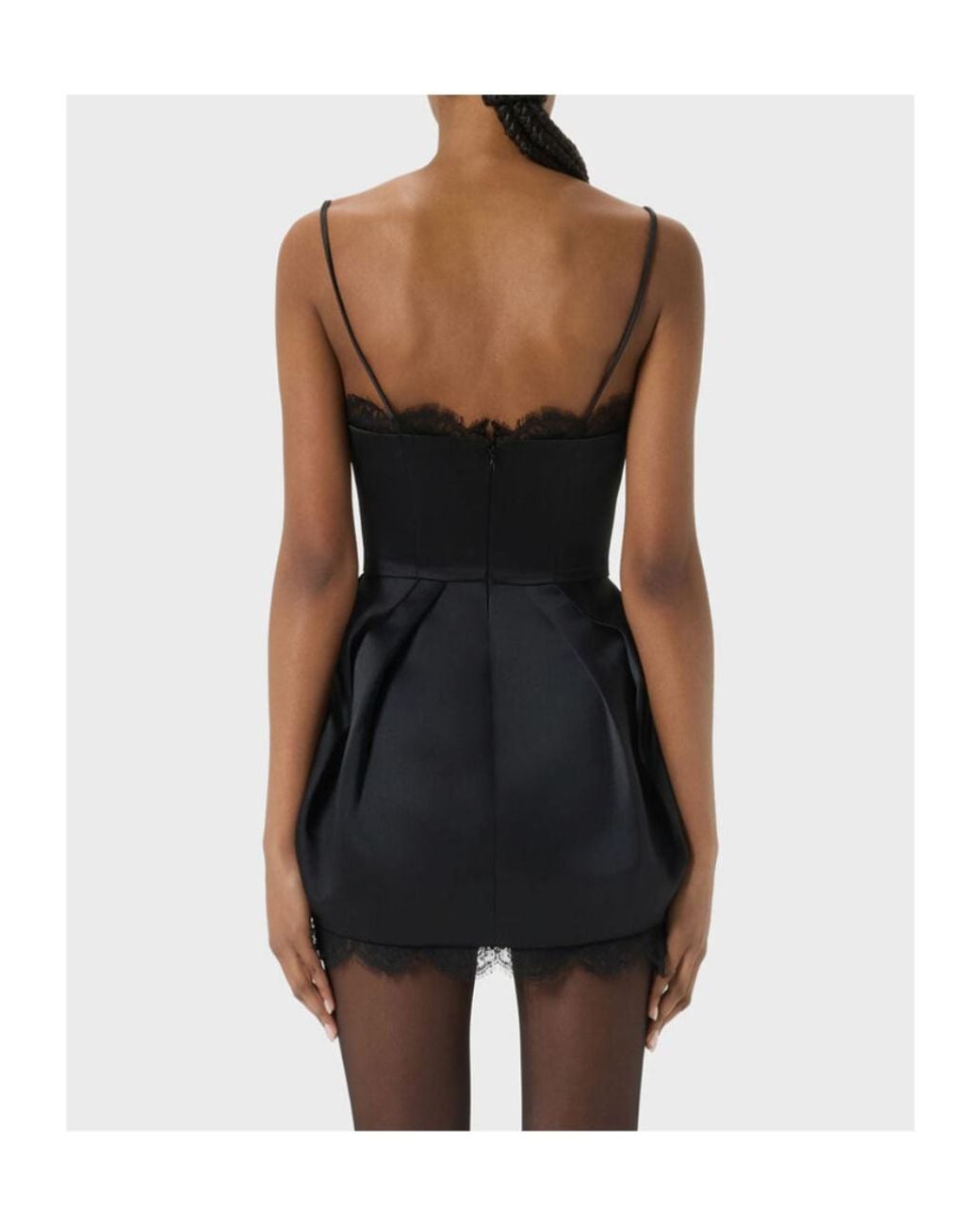 Blumarine Black Lace-Trim Balloon Mini Dress