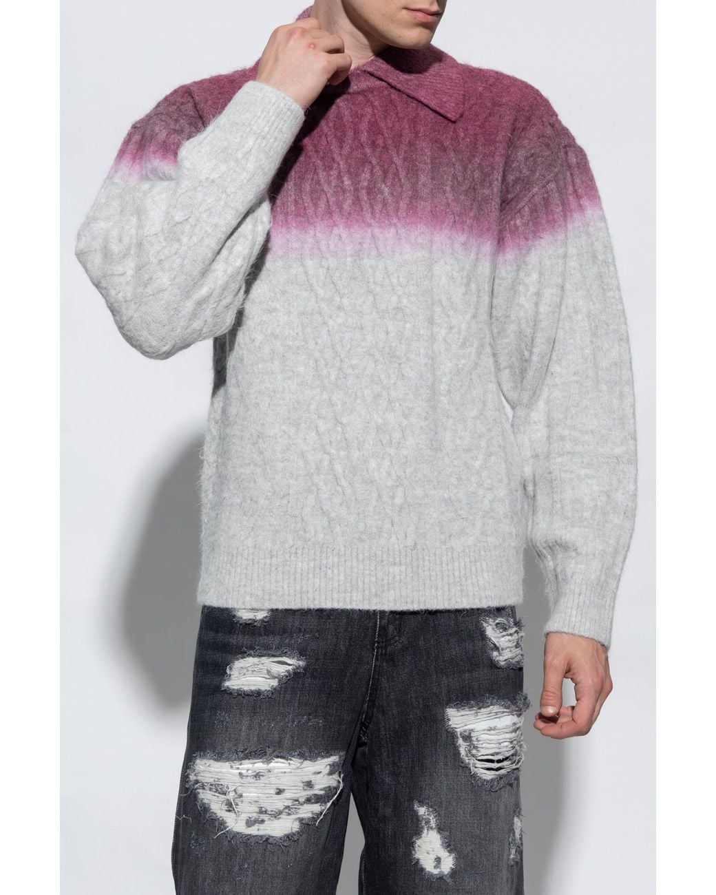 Adererror Gray Knit Sweater With Collar for men
