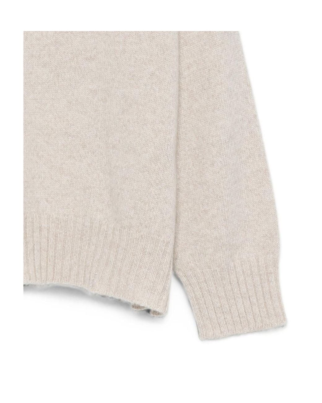 D.exterior Natural Cashmere Mock Neck Knitted Sweater