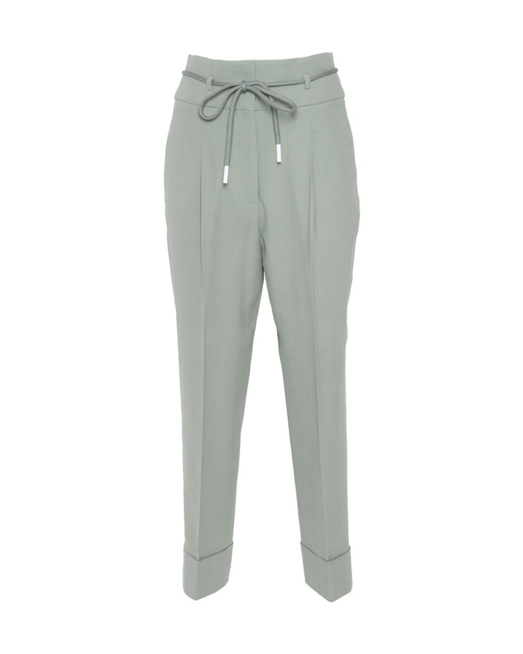 Peserico Gray Drawstring Cropped Trousers