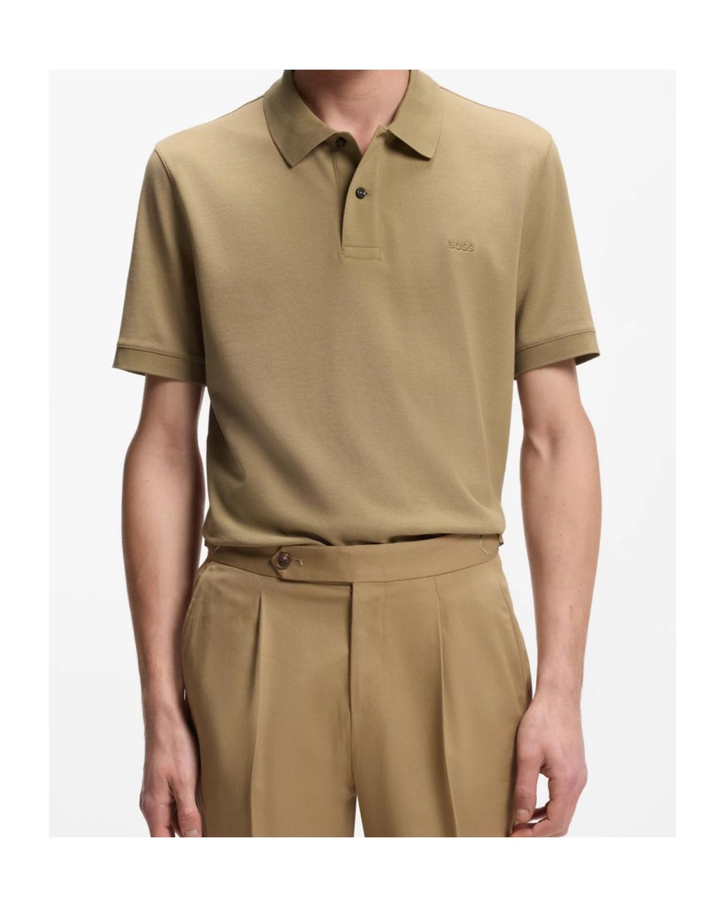 Boss Natural Buttoned Polo Shirt for men