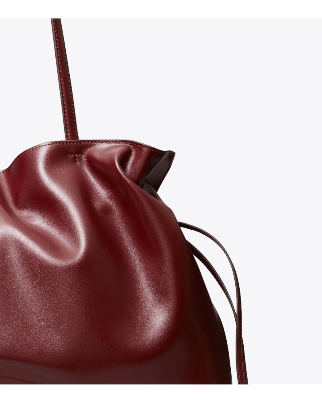 Tory Burch Red Ella Natuura Drawstring Tote Bag