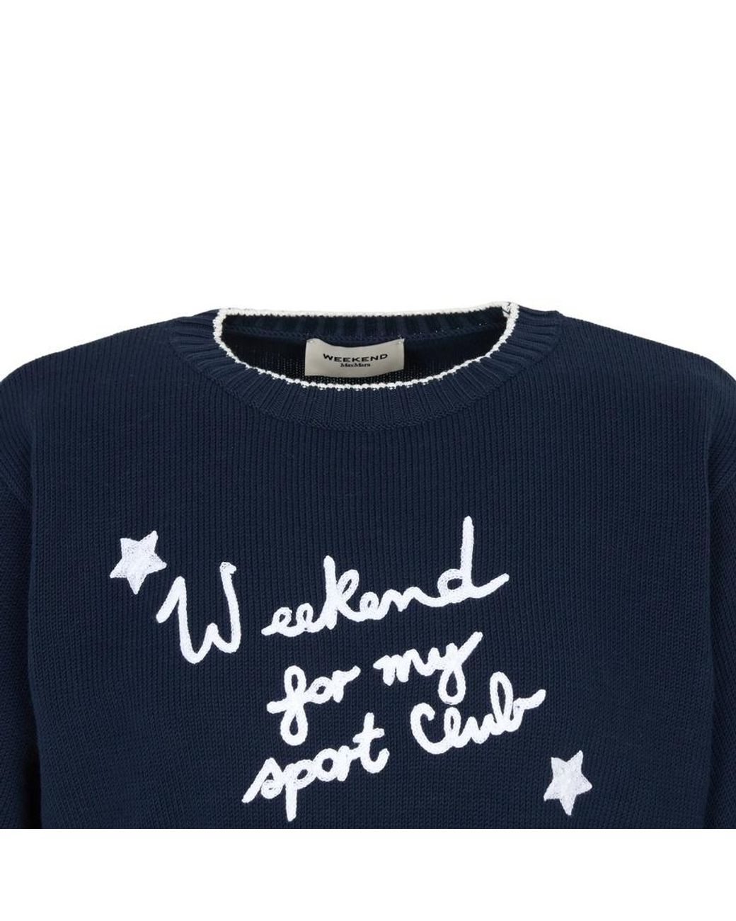 Weekend by Maxmara Blue Wkdfiacre Logo Intarsia Knitted Top