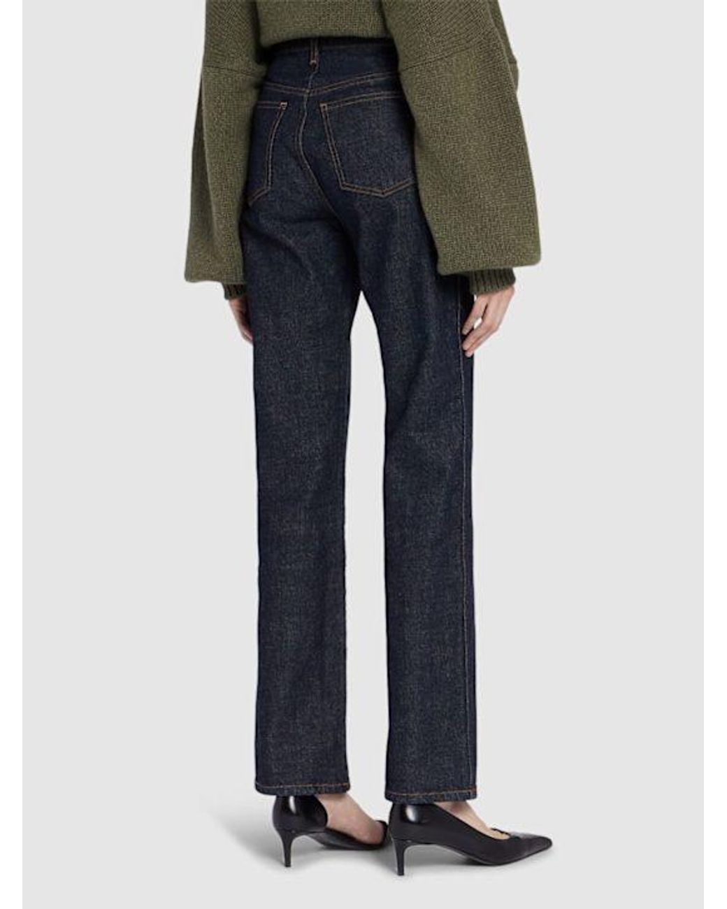 Khaite Blue Danielle Denim High-Rise Straight Jeans