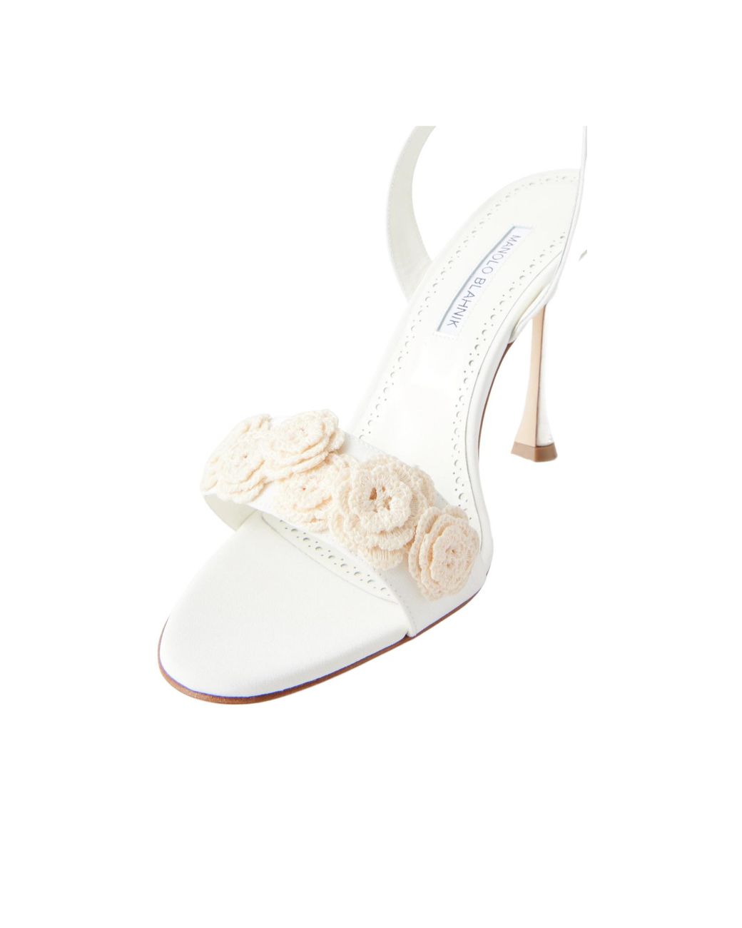 Manolo Blahnik White Floral Embellished High Heels
