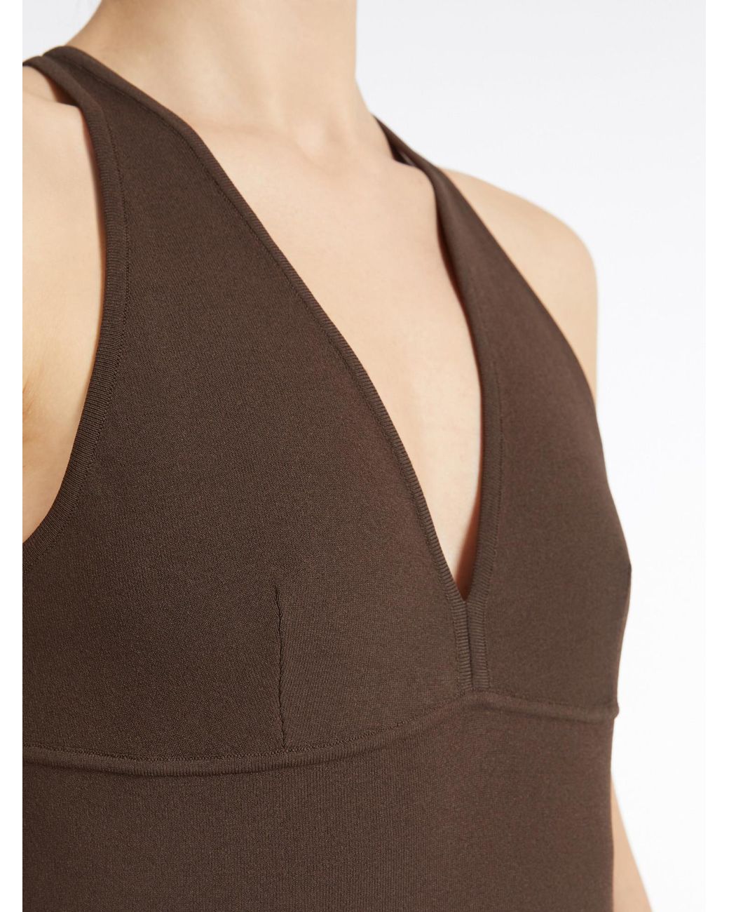 Max Mara Brown Armida1234 V-Neck Sleeveless Top