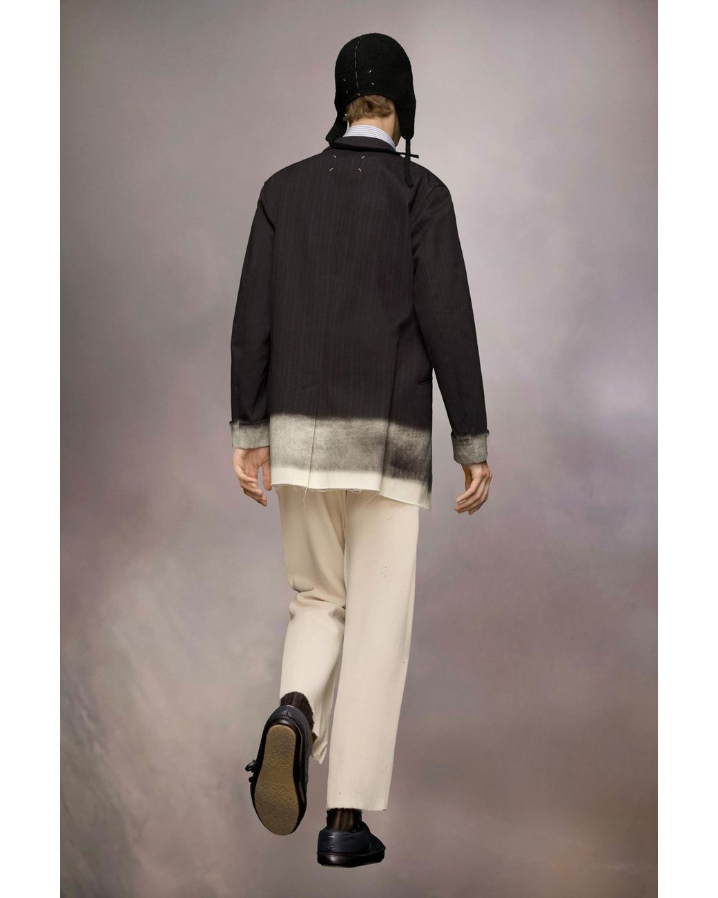 Maison Margiela Black Pinstriped Button-Up Blazer for men