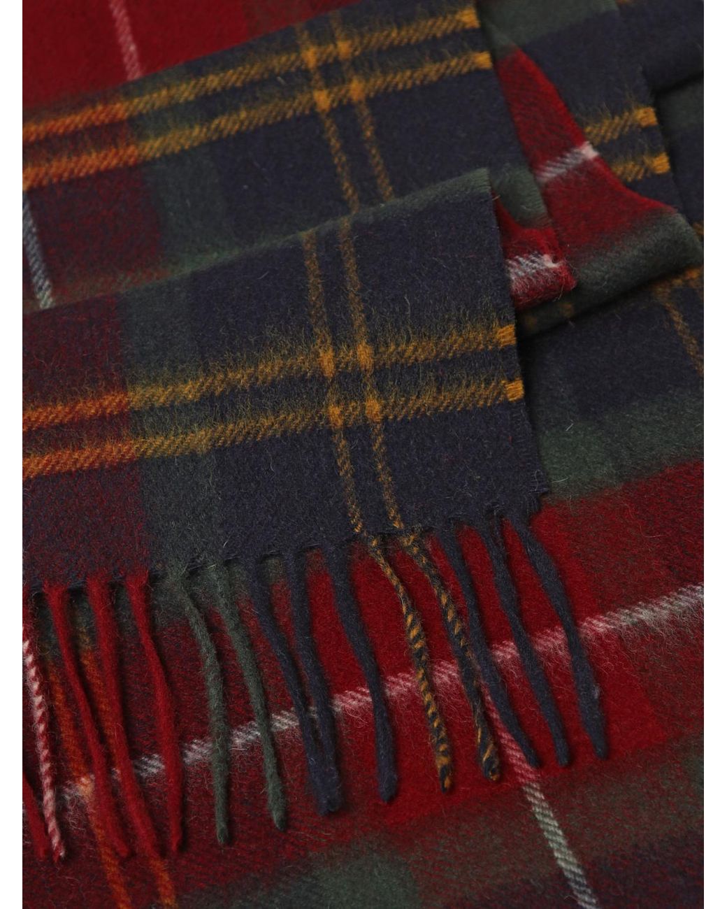 Barbour White Tartan Fringed Scarf for men