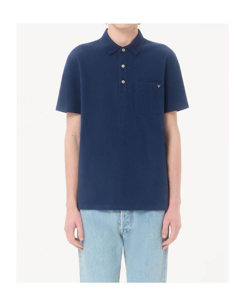 Valentino Blue Vgold Short-Sleeved Polo Shirt for men