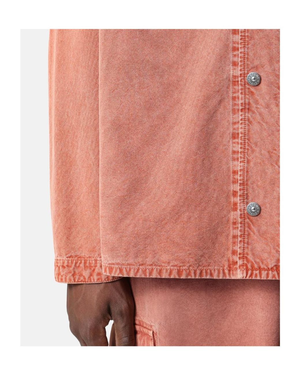 Stone Island Orange Comfort-Fit Snap-Front Overshirt With Chest Pocket for men