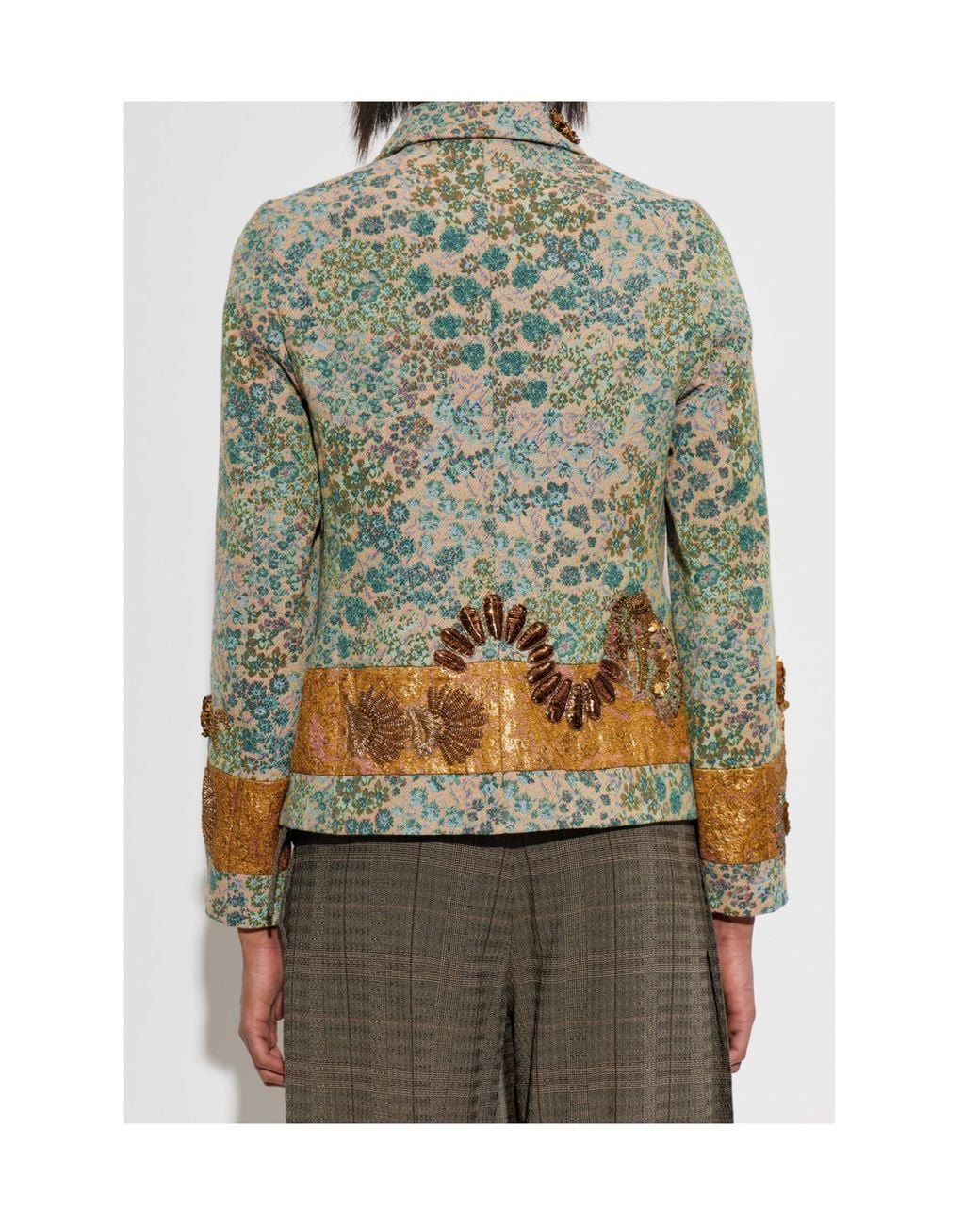 Dries Van Noten Green Embroidered Floral Blazer