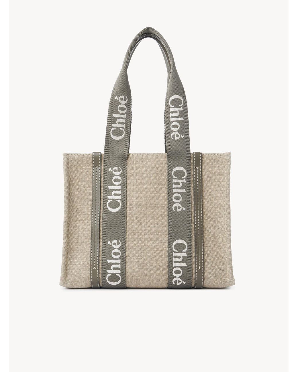 Chloé Natural Chloé Woody Medium Tote Bag