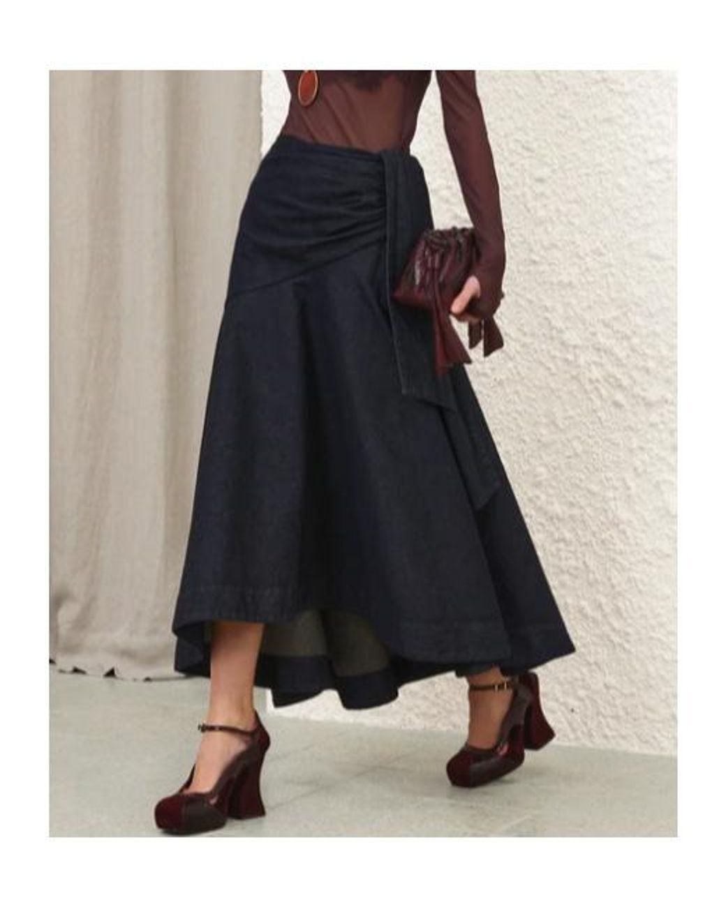 Zimmermann Blue Draped Denim Maxi Skirt
