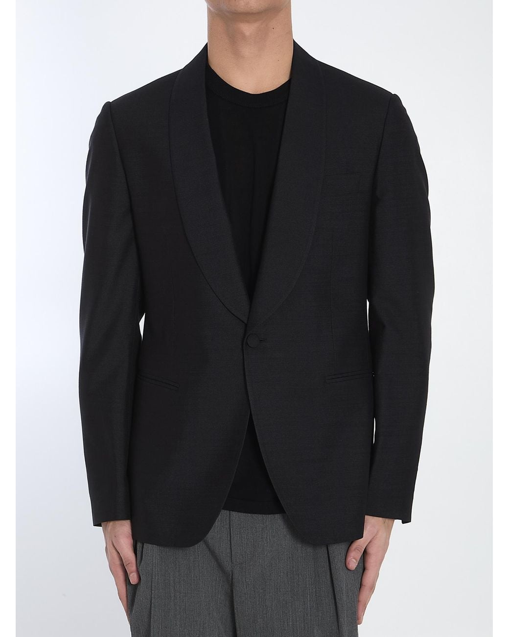 Lardini Black Shawl-Collar Single-Breasted Blazer for men