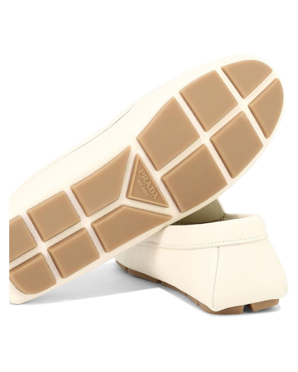 Prada Natural Logo Plaque Slip-On Loafers for men