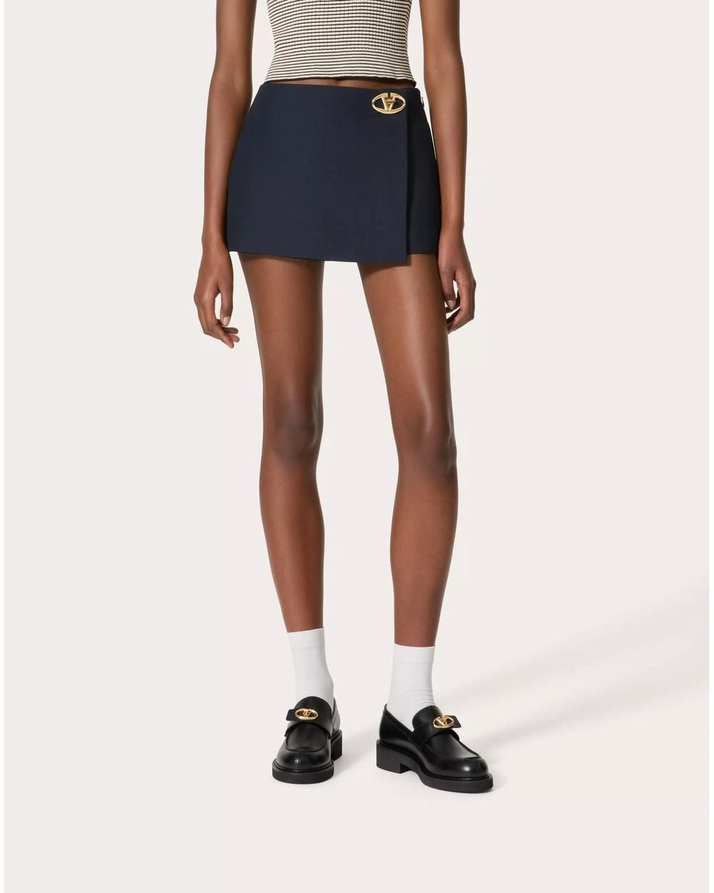 Valentino Blue Vlogo Plaque High-Rise Mini Skirts