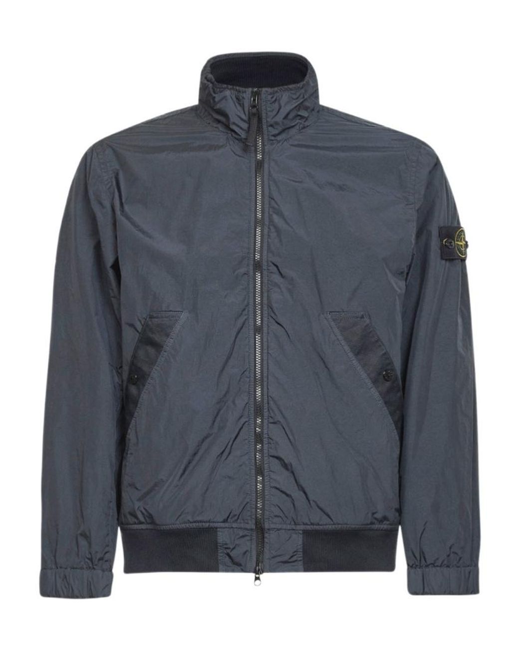 Stone Island Blue Logo Patch Zip-Up Jacket for men