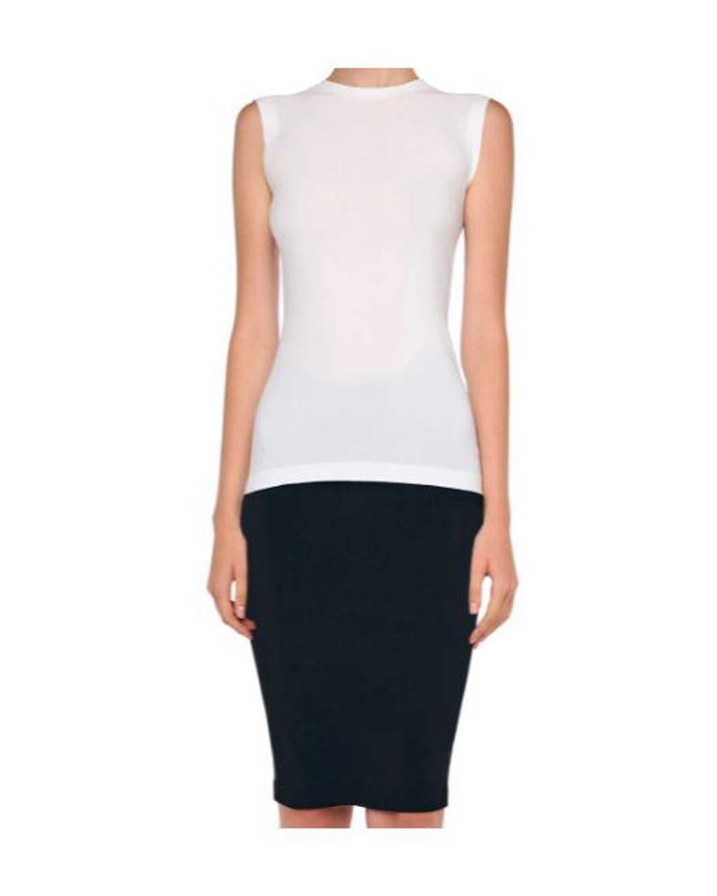 Norma Kamali White Sleeveless Round-Neck Top