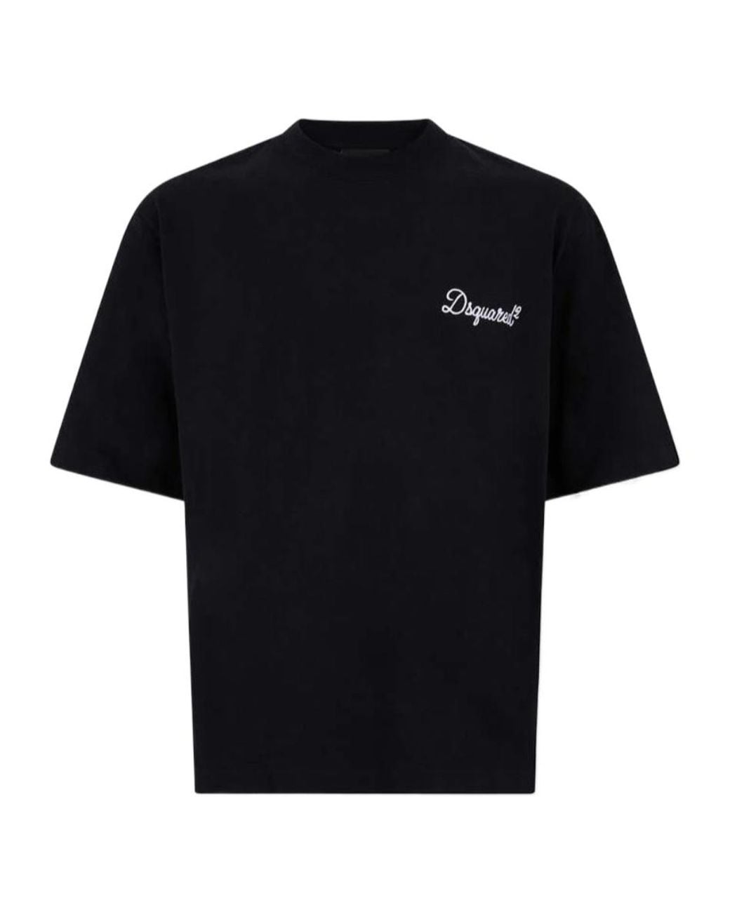 DSquared² Black Logo Embroidered Crewneck T-Shirt for men