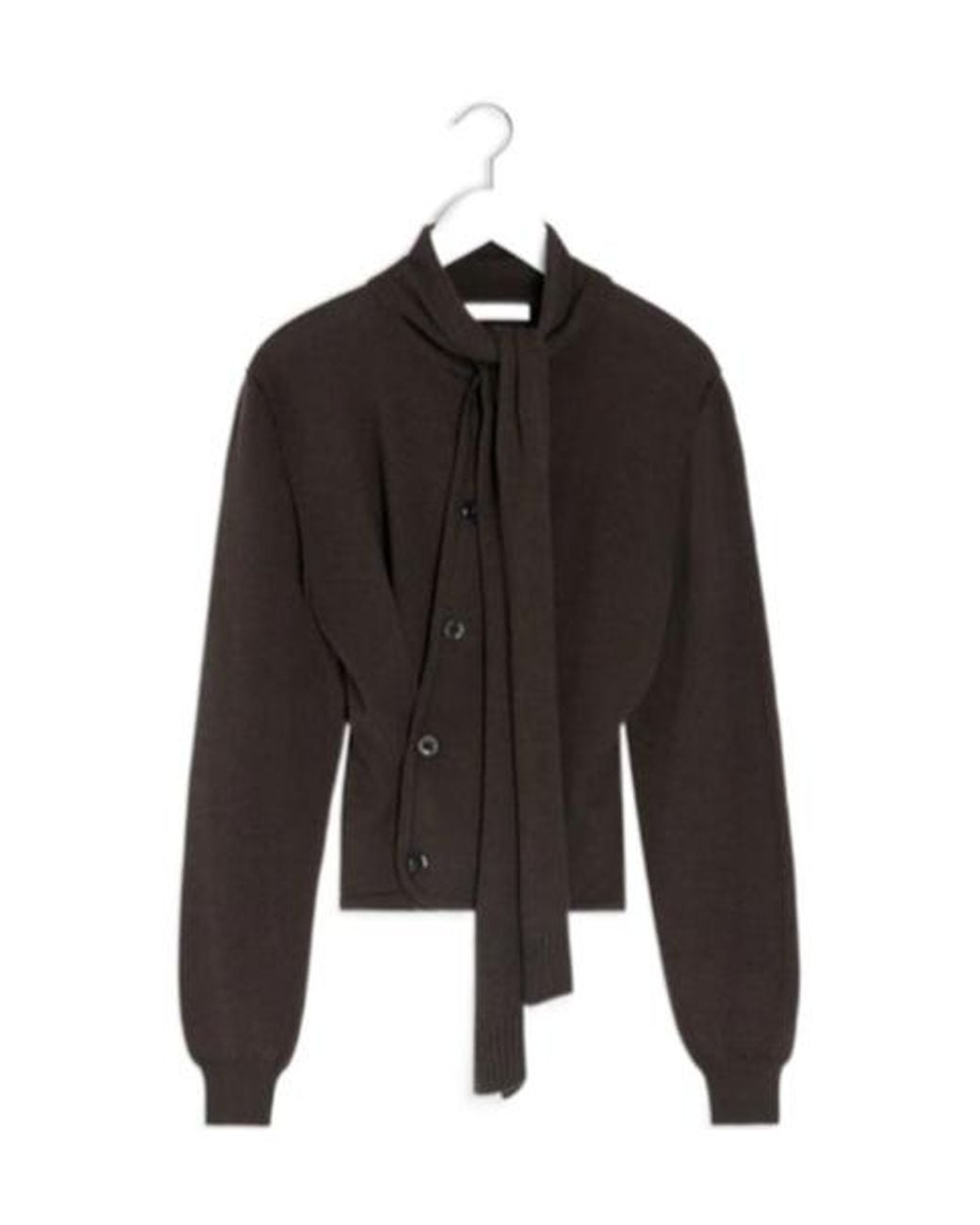 Lemaire Black Scarf Detailed Buttoned Knitted Cardigan