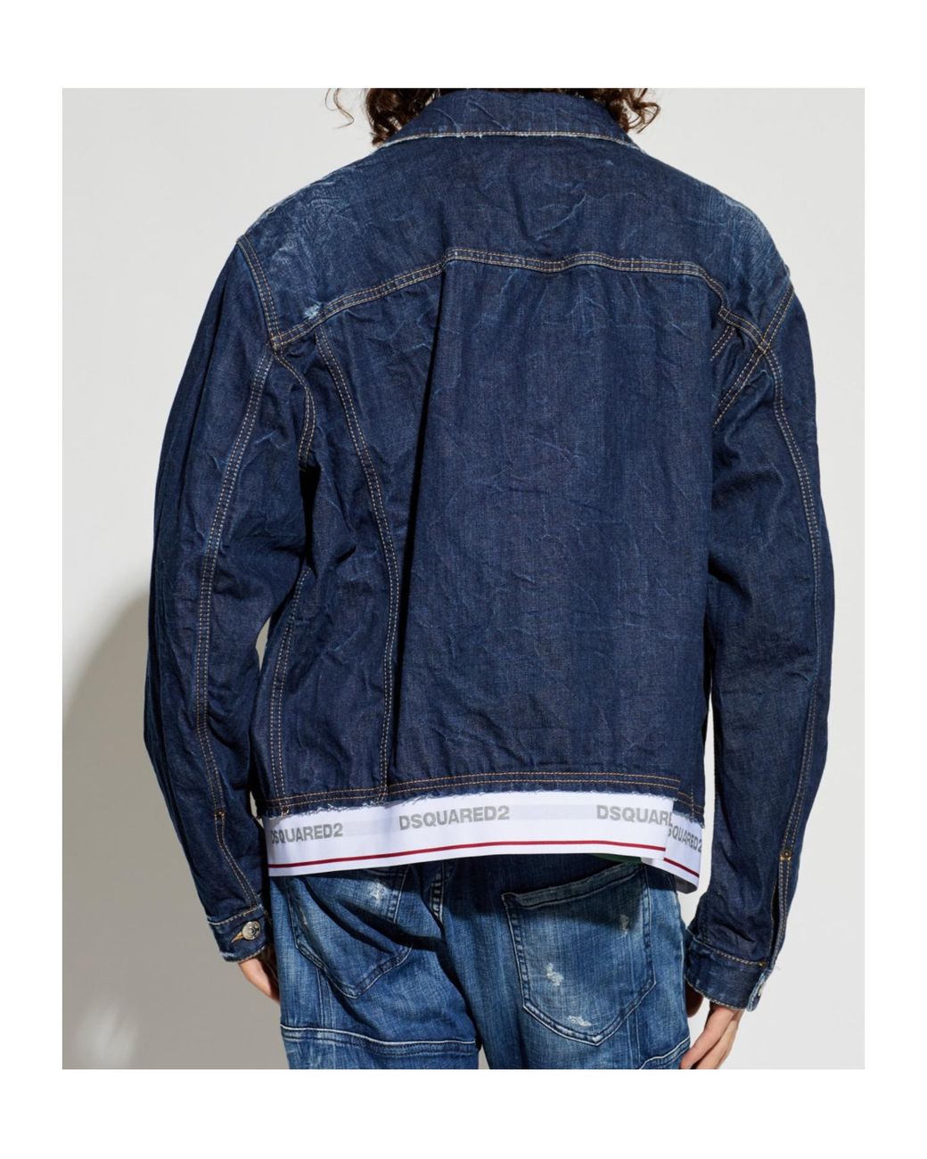 DSquared² Blue Buttoned Distressed Denim Jacket for men