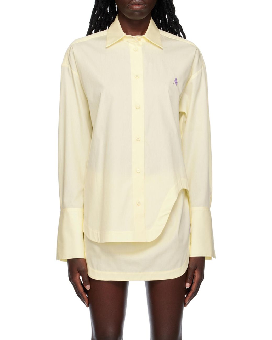The Attico Yellow The Eliza Logo Embroidered Shirt