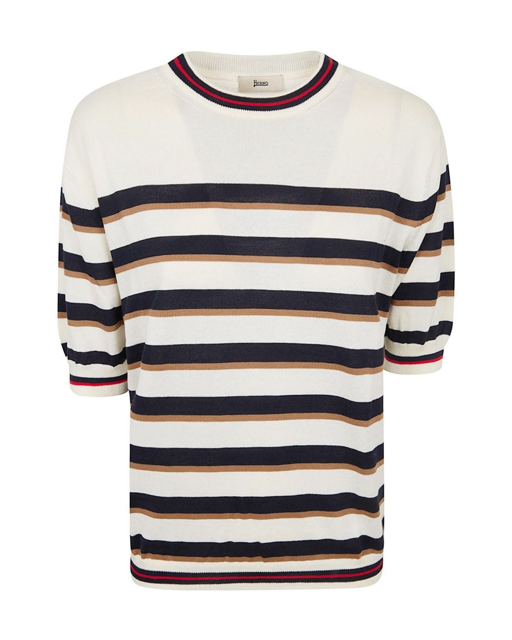 Herno White Striped Short-Sleeve T-Shirt