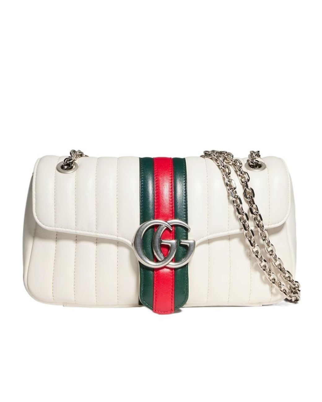 Gucci White Jetset Gg Marmont Medium Shoulder Bag